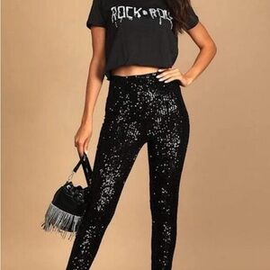Lulu's Black Sequin Leggings